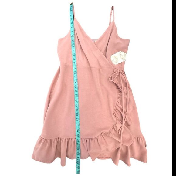 ALTAR'D STATE | Women's Dress Mini Sleeveless Faux Wrap Ruffle L Dusty Rose Pink - Picture 9 of 14